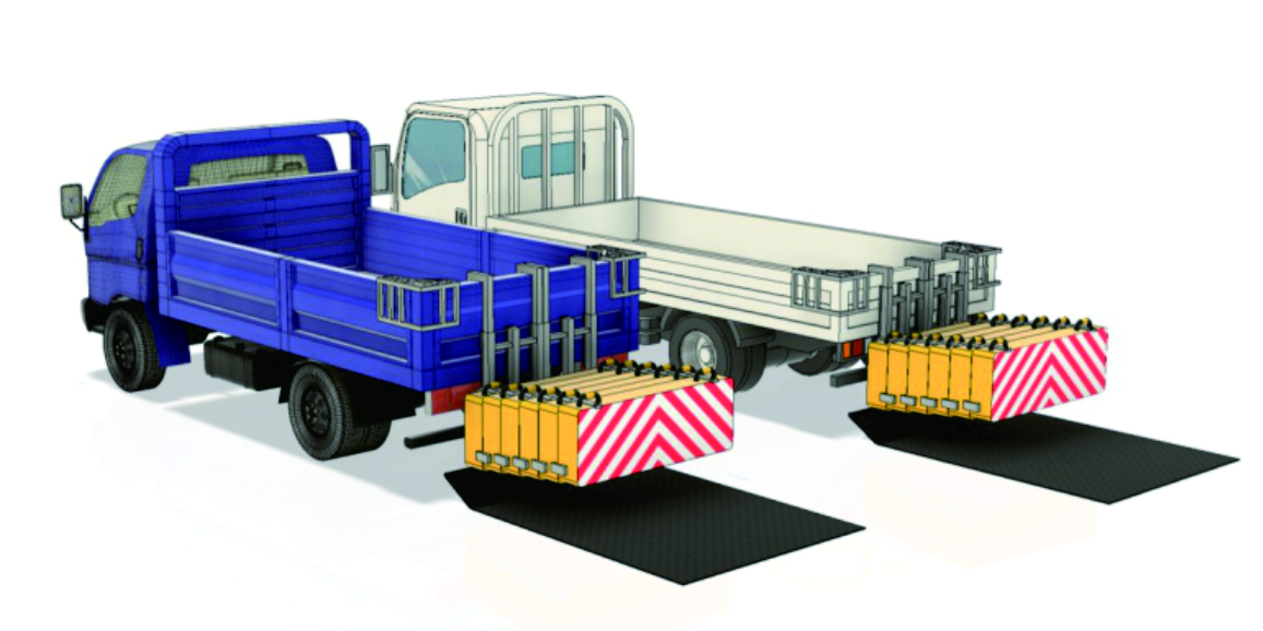 トラック（2t）着脱式車両衝突緩衝装置